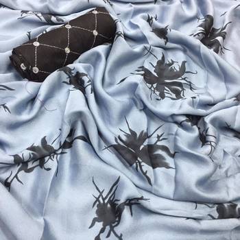 Grey printed chiffon saree with blouse 1