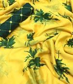 Yellow printed chiffon saree with blouse
