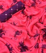 Pink printed chiffon saree with blouse