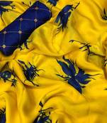 Mustard printed chiffon saree with blouse
