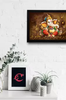 Lord Ganesha Satin Matt Texture UV Art Painting