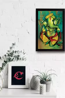 Lord Ganesha Satin Matt Texture UV Art Painting