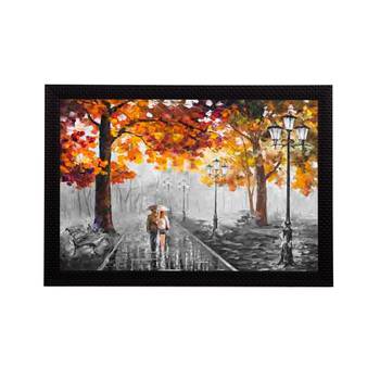 Loving Couple in rain Satin Matt Texture UV Art Painting 1