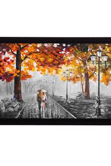 Loving Couple in rain Satin Matt Texture UV Art Painting