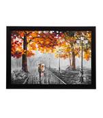 Loving Couple in rain Satin Matt Texture UV Art Painting