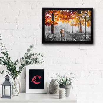 Loving Couple in rain Satin Matt Texture UV Art Painting 2