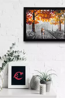 Loving Couple in rain Satin Matt Texture UV Art Painting