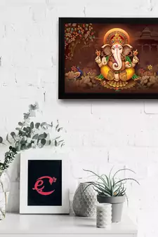 Lord Ganesha Satin Matt Texture UV Art Painting