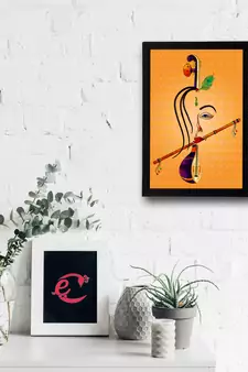 Lord Krishna playing Flute Satin Matt Texture UV Art Painting