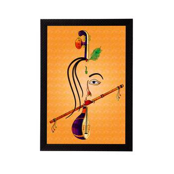 Lord Krishna playing Flute Satin Matt Texture UV Art Painting 3