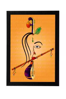 Lord Krishna playing Flute Satin Matt Texture UV Art Painting