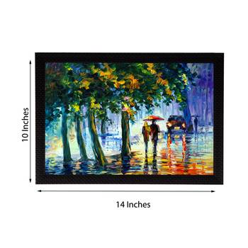 Loving Couple Under Umbrella in rain Satin Matt Texture UV Art Painting 3