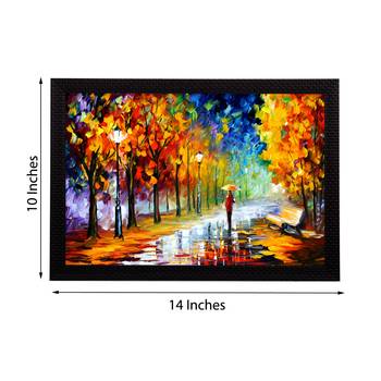 Alone Person Under Umbrella in Rain Satin Matt Texture UV Art Painting 3