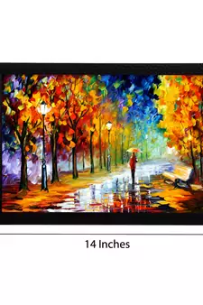 Alone Person Under Umbrella in Rain Satin Matt Texture UV Art Painting