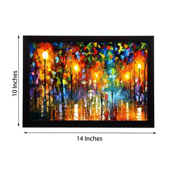 Loving Couple Under Umbrella in rain Satin Matt Texture UV Art Painting 3