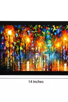 Loving Couple Under Umbrella in rain Satin Matt Texture UV Art Painting