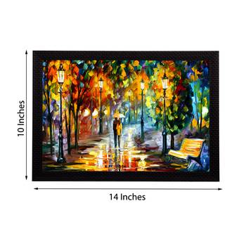 Loving Couple Under Umbrella in rain Satin Matt Texture UV Art Painting 3