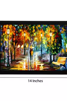 Loving Couple Under Umbrella in rain Satin Matt Texture UV Art Painting