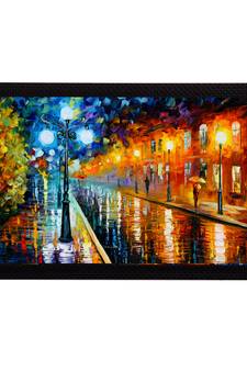 Street View in Rain Satin Matt Texture UV Art Painting