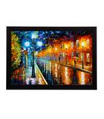 Street View in Rain Satin Matt Texture UV Art Painting