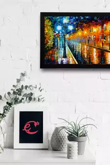 Street View in Rain Satin Matt Texture UV Art Painting