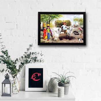 Village Scenic View Satin Matt Texture UV Art Painting 2