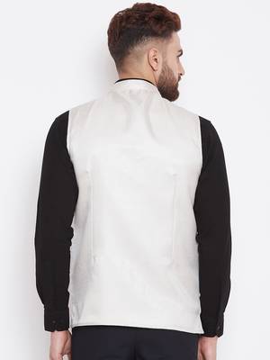 White woven poly cotton nehru-jacket 4