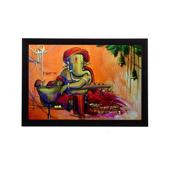 Lord Ganesha Satin Matt Texture UV Art Painting 1