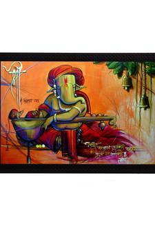 Lord Ganesha Satin Matt Texture UV Art Painting