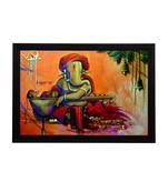 Lord Ganesha Satin Matt Texture UV Art Painting