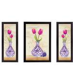 Set of 3 Botanical Floral Satin Matt Texture UV Art Painting