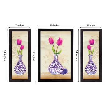 Set of 3 Botanical Floral Satin Matt Texture UV Art Painting 3