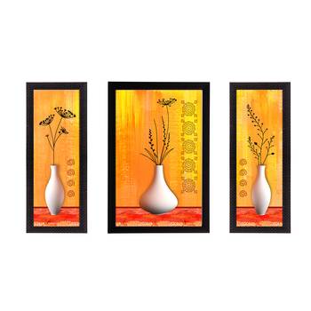 Set of 3 Botanical Floral Satin Matt Texture UV Art Painting 1