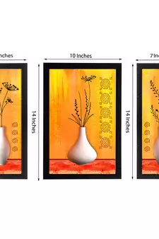 Set of 3 Botanical Floral Satin Matt Texture UV Art Painting