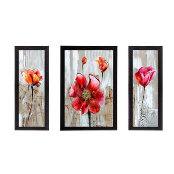 Set of 3 Floral Satin Matt Texture UV Art Painting 1