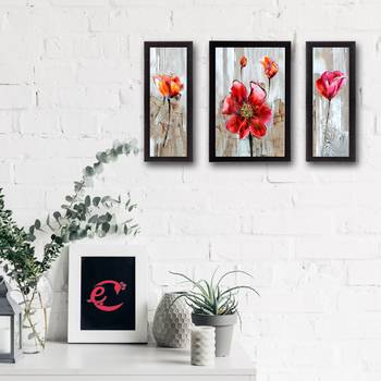 Set of 3 Floral Satin Matt Texture UV Art Painting 2