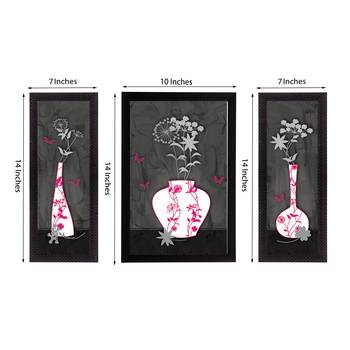 Set of 3 Botanical Floral Satin Matt Texture UV Art Painting 2