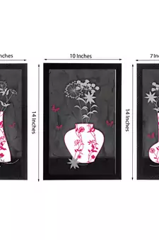 Set of 3 Botanical Floral Satin Matt Texture UV Art Painting