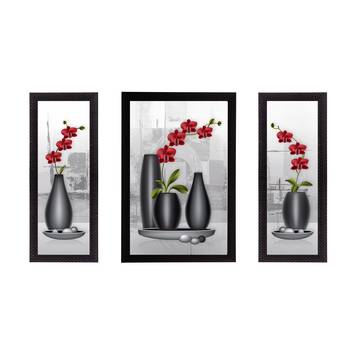 Set of 3 Botanical Floral Satin Matt Texture UV Art Painting 1