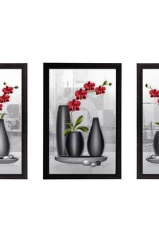 Set of 3 Botanical Floral Satin Matt Texture UV Art Painting