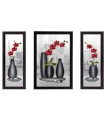Set of 3 Botanical Floral Satin Matt Texture UV Art Painting