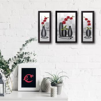 Set of 3 Botanical Floral Satin Matt Texture UV Art Painting 2