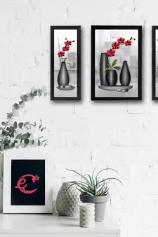 Set of 3 Botanical Floral Satin Matt Texture UV Art Painting
