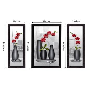 Set of 3 Botanical Floral Satin Matt Texture UV Art Painting 3