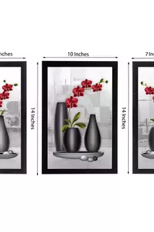 Set of 3 Botanical Floral Satin Matt Texture UV Art Painting