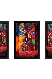 Set of 3 Lord Ganesha Satin Matt Texture UV Art Painting