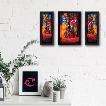Set of 3 Lord Ganesha Satin Matt Texture UV Art Painting 2