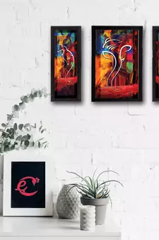 Set of 3 Lord Ganesha Satin Matt Texture UV Art Painting