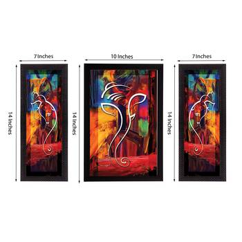 Set of 3 Lord Ganesha Satin Matt Texture UV Art Painting 3