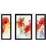 Set of 3 Botanical Floral Satin Matt Texture UV Art Painting